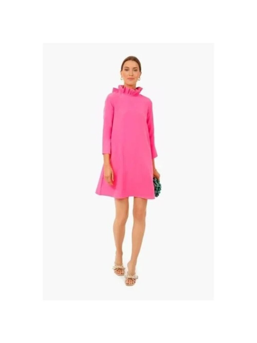 Tuckernuck Women's Hot Pink Daphne Dress size XS NWT** Ruffle Collar Bow Tie